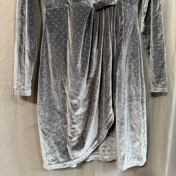NWT Smash! Okaina Grey Velvet Wrap Dress Gold Dots Velvetcore Women's Small - Picture 3 of 16